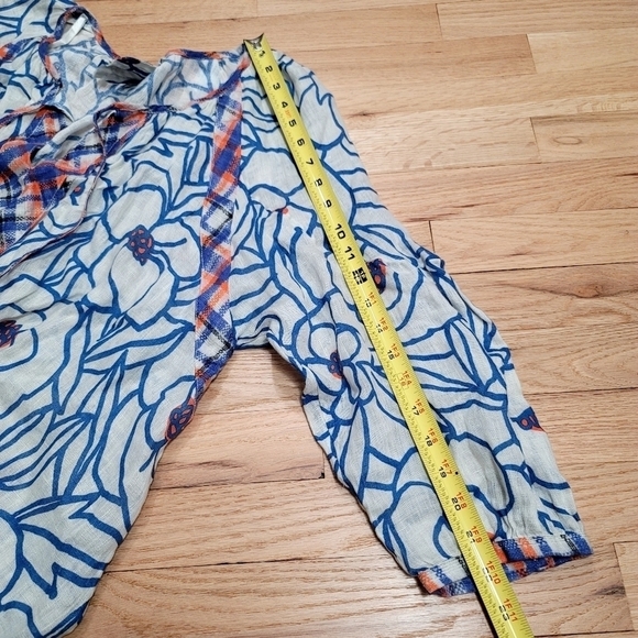 ZYGA LIN'N LAUNDRY Linen Blouse Size L Floral Art to Wear Mixed Pattern - Picture 7 of 11